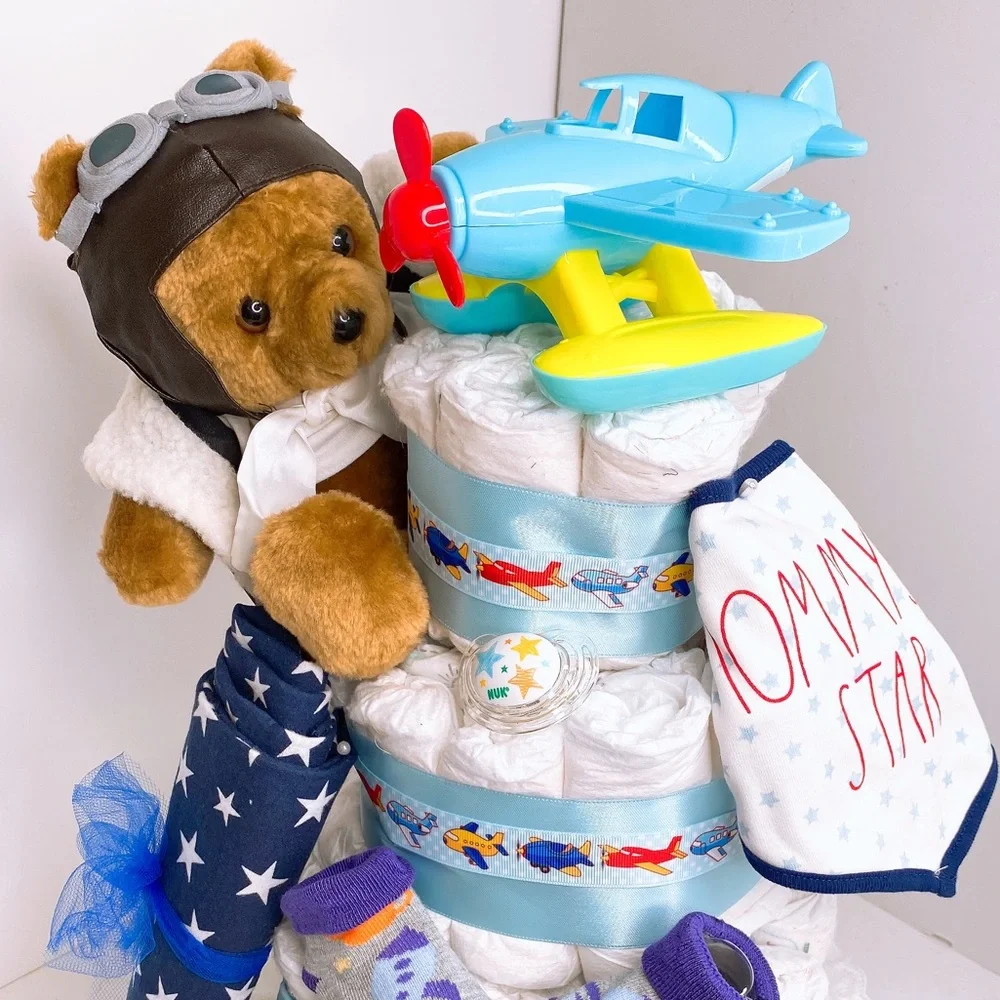 Aviator Pilot Diaper Cake, Baby Shower Gift